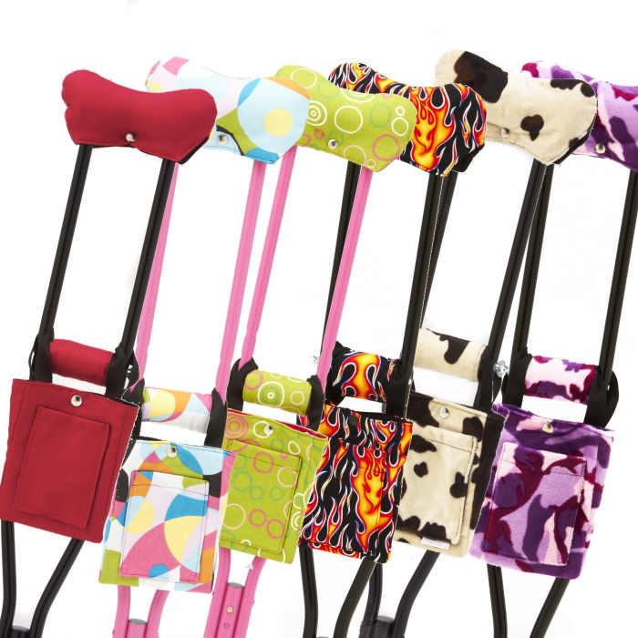 Colorful CrutchWear&reg; Crutch Covers and Crutch Bags