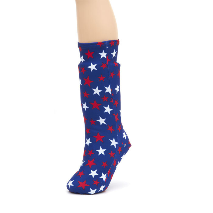 leg cast cover with red white and blue stars